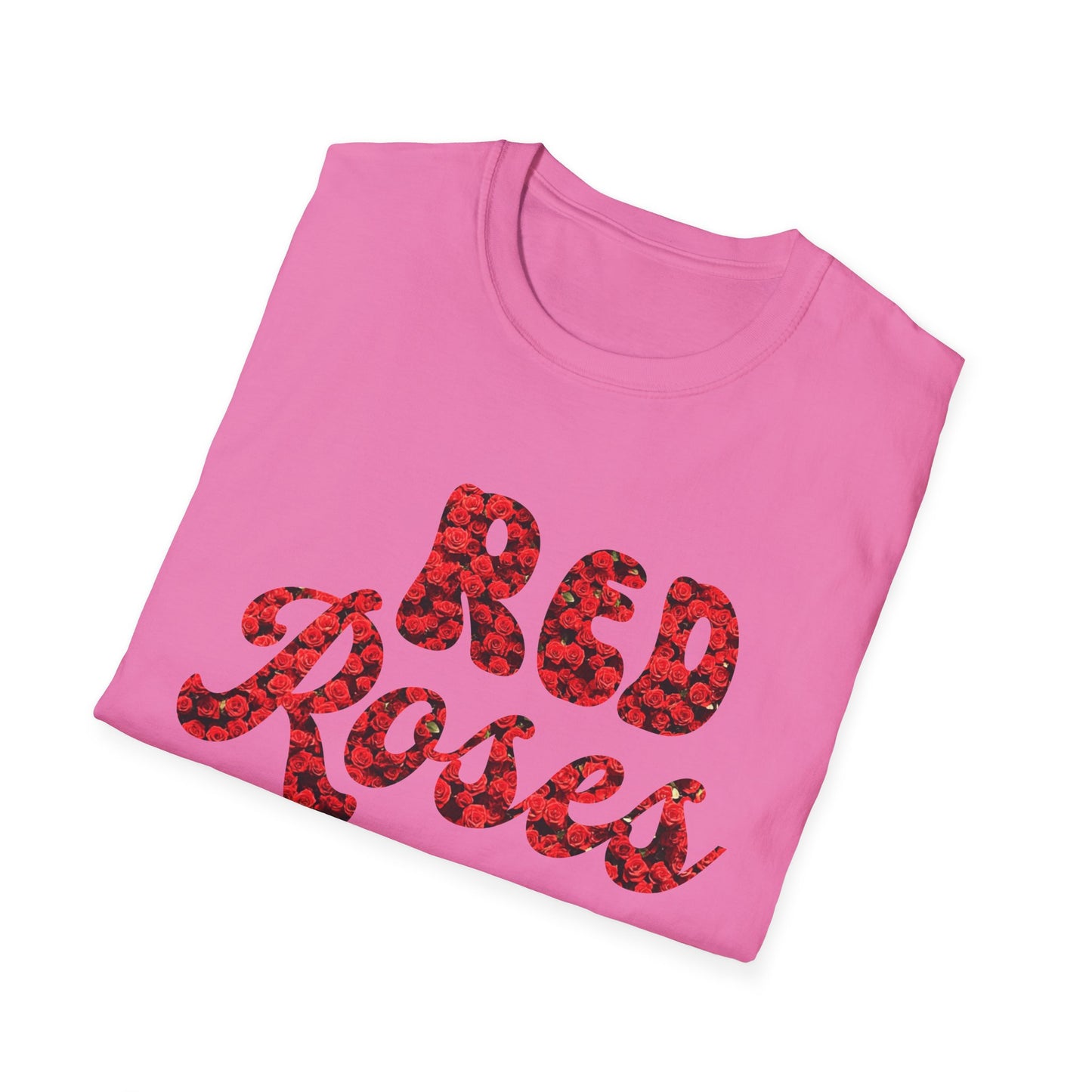 T-Shirt with Red Roses carving - Unique Floral Design Tee for Casual Wear