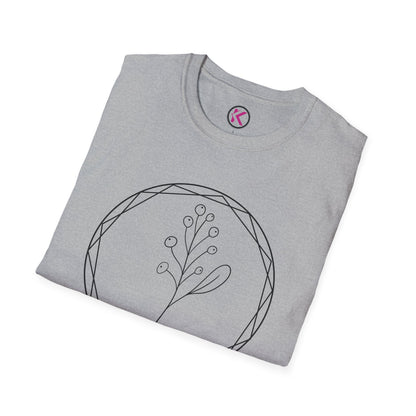 Minimalist Botanical T-Shirt, Geometric Circle Plant Design, Nature Inspired Casual Tee, Unisex Cotton Shirt