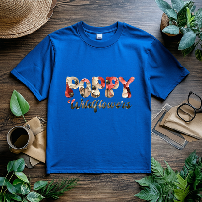 Vibrant Poppy carved Wildflowers T-Shirt