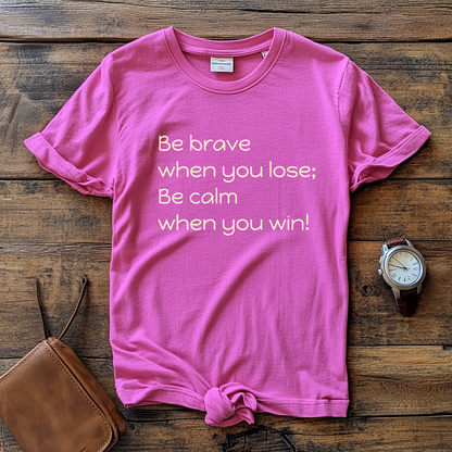 Be Brave When You Lose, Be Calm When You Win - Inspirational Quote T-Shirt