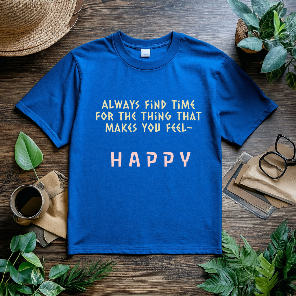 Always Find Time for Happiness - Inspirational Quote T-Shirt