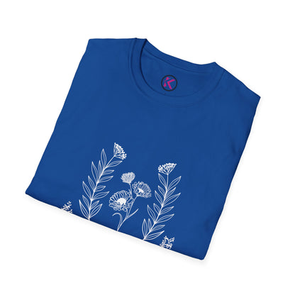 Wildflower T-shirt, Botanical Floral Tee, Cotton Casual Summer Top, Nature Lover Gift, Minimalist Plant Design